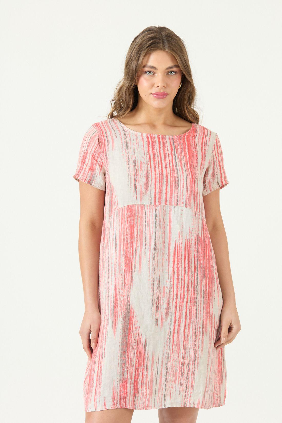 Vestido De Lino Estampado Rojo Cod 4005755-3