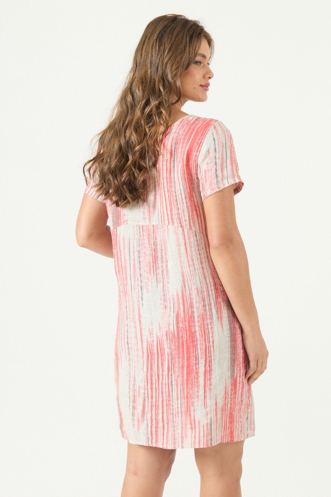 Vestido De Lino Estampado Rojo Cod 4005755-4