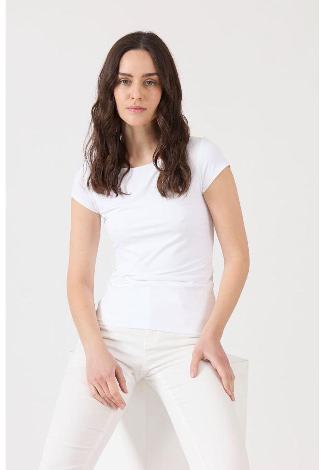 Polera poliamida blanca manga corta PRIVILEGE-1