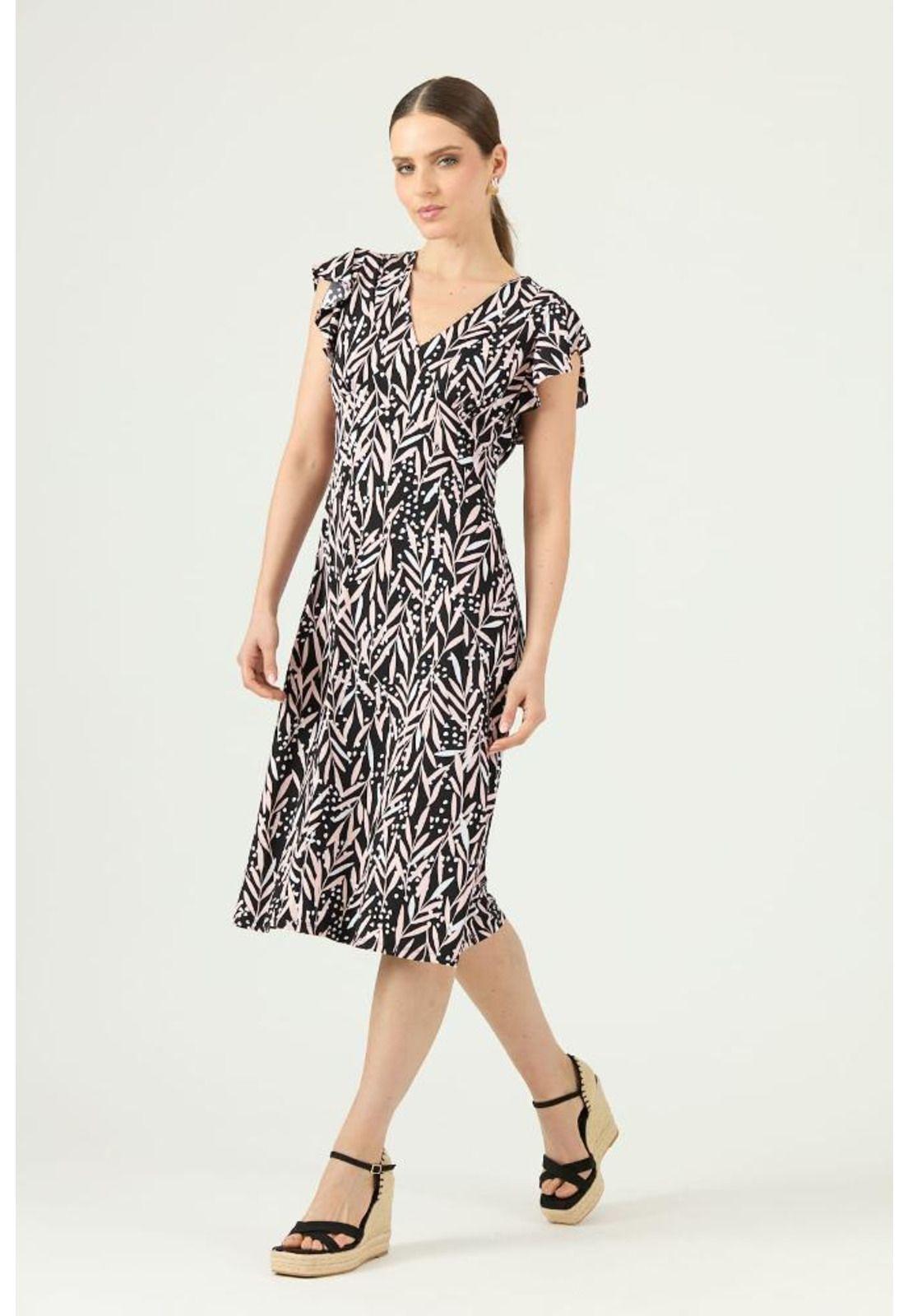 Vestido negro estampado PRIVILEGE 1373-0