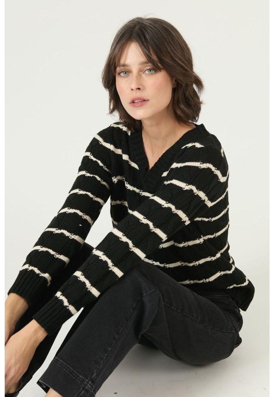 Sweater negro rayas PRIVILEGE 2683-1