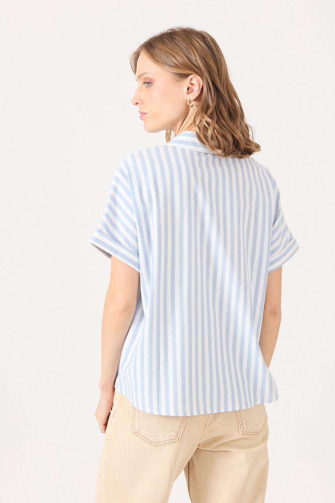 Blusa Con Rayas Celeste Cod 4520686-3