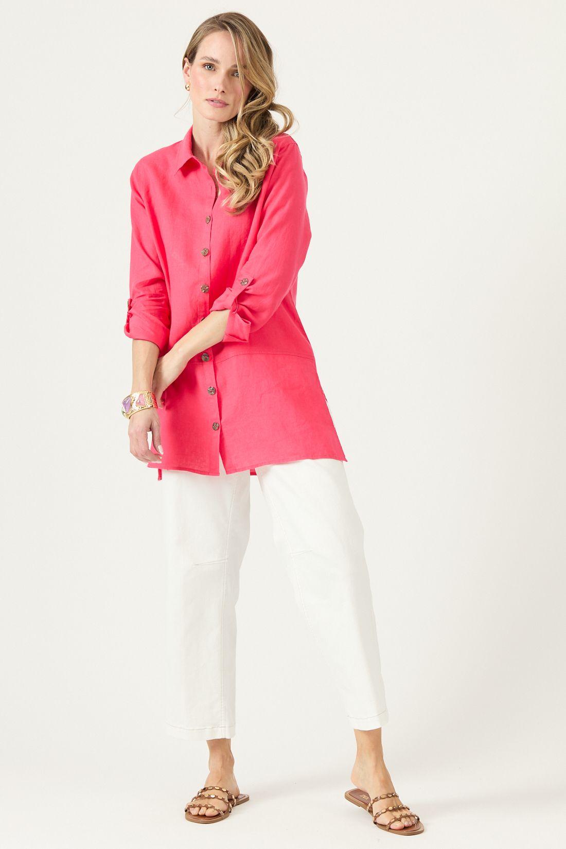 Blusa De Lino Fucsia Cod 4517035-0