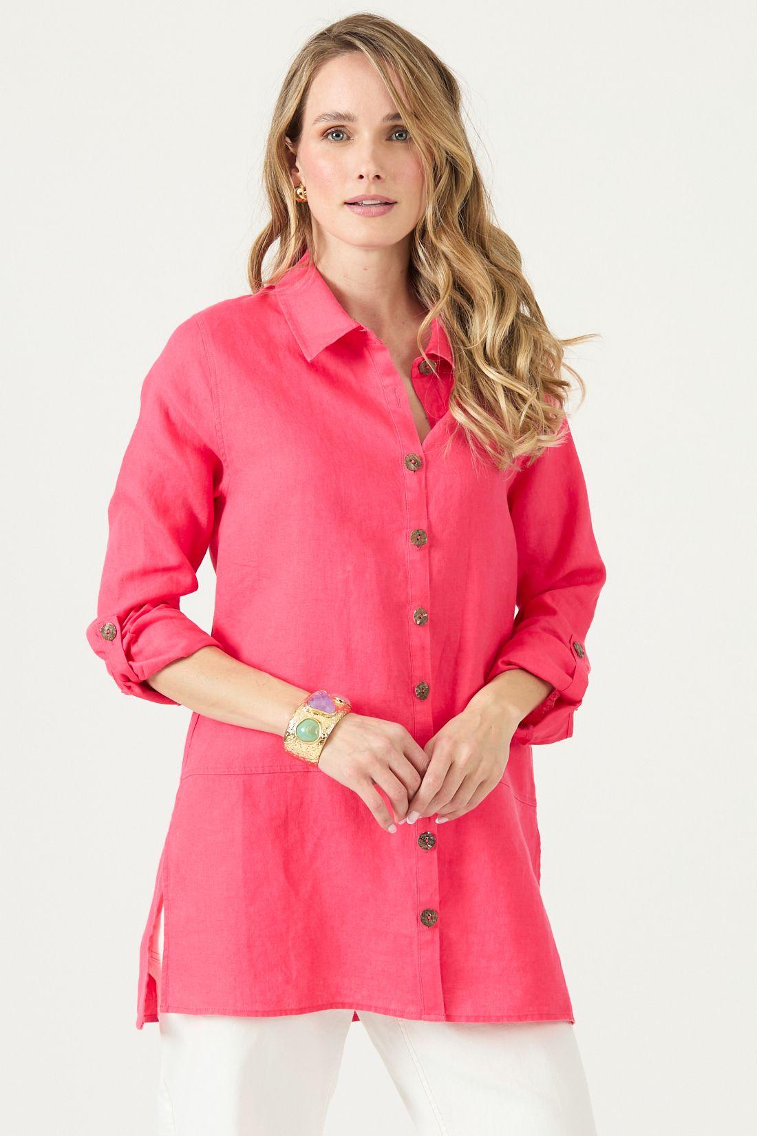 Blusa De Lino Fucsia Cod 4517035-2