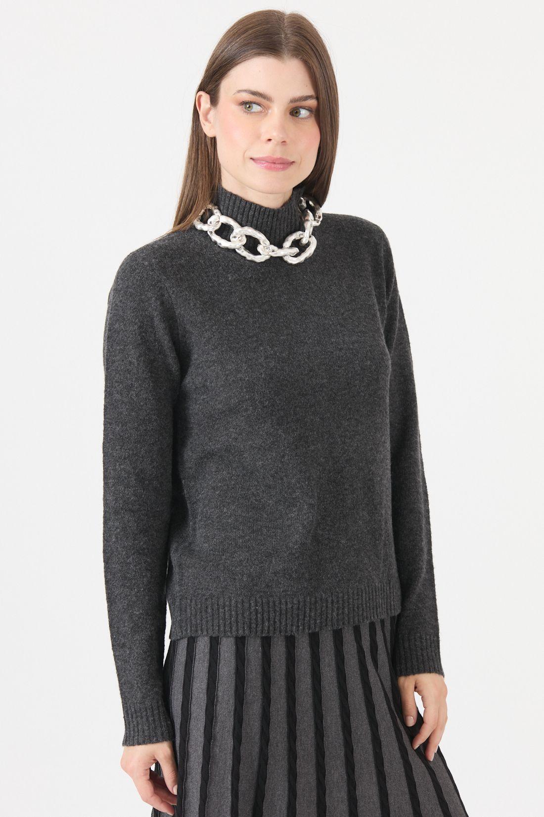Sweater Con Lana Gris Oscuro Cod 5414796-3