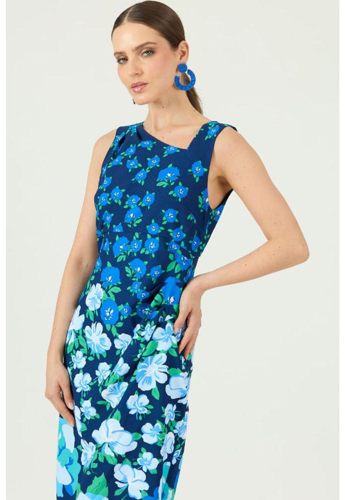 Vestido azul flores PRIVILEGE 1409-0