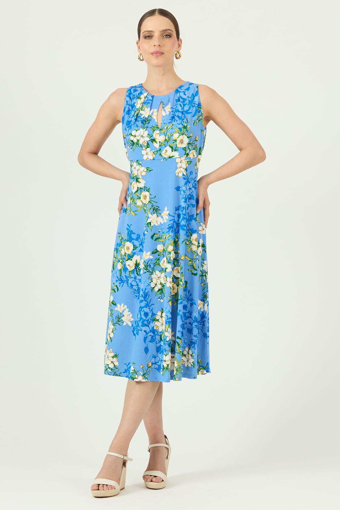 Vestido celeste flores 612-0