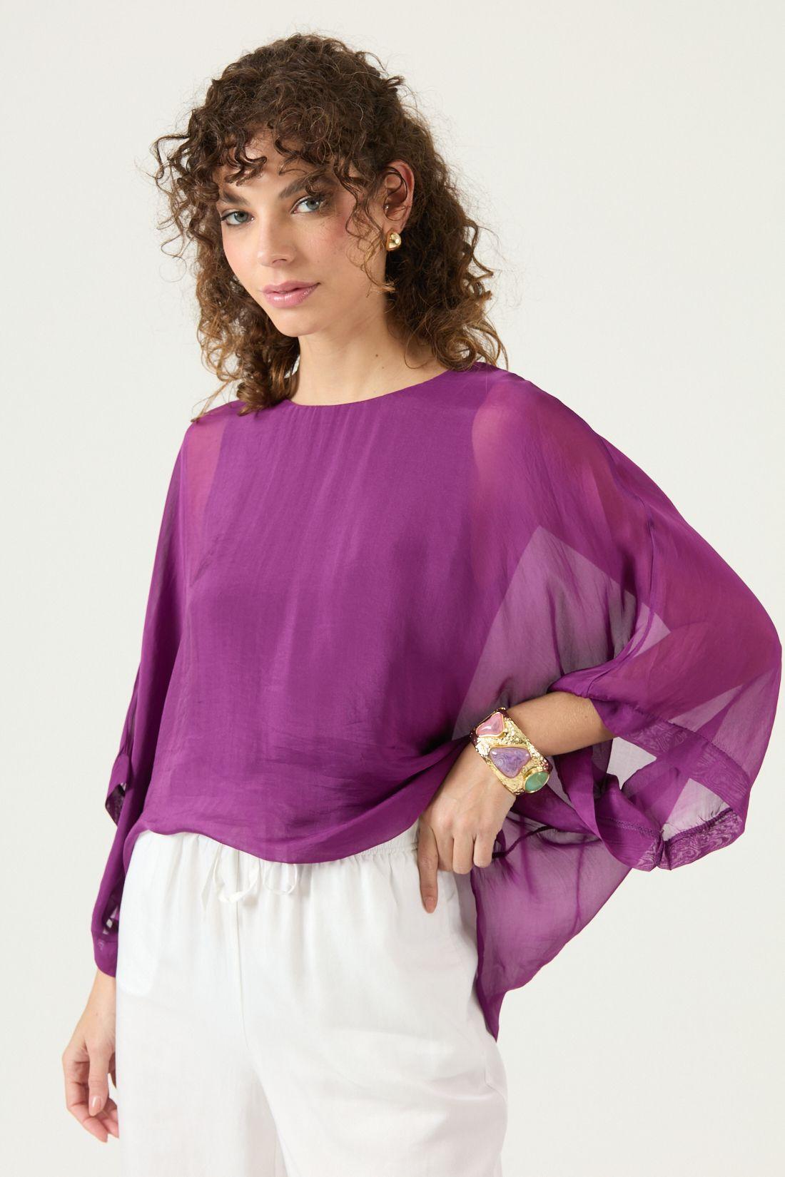 Blusa Con Seda Morado Cod 4517445-0
