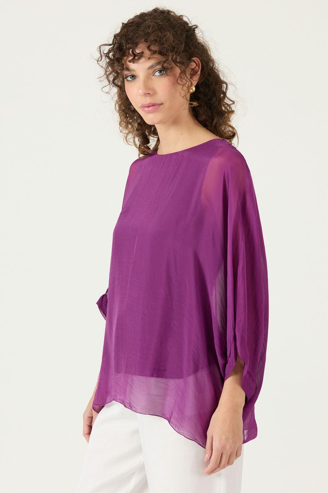 Blusa Con Seda Morado Cod 4517445-3