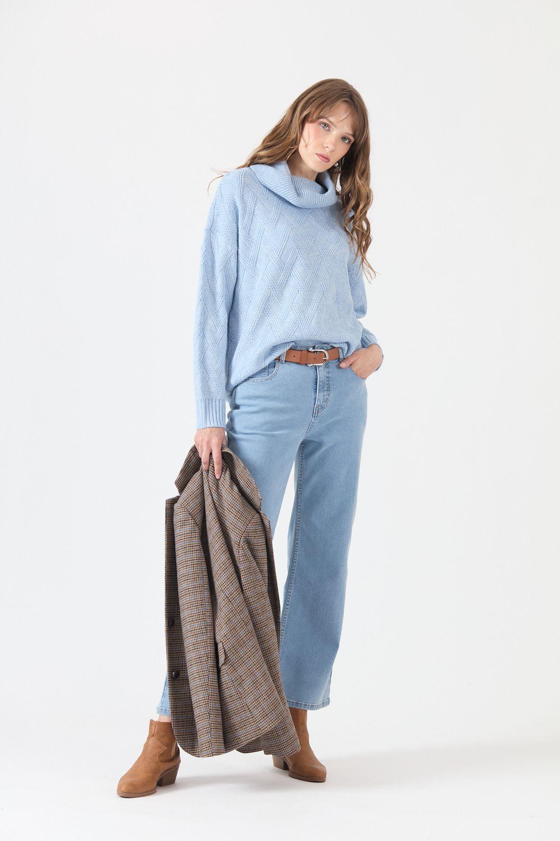 Sweater Con Lana Celeste Cod 5414336-0