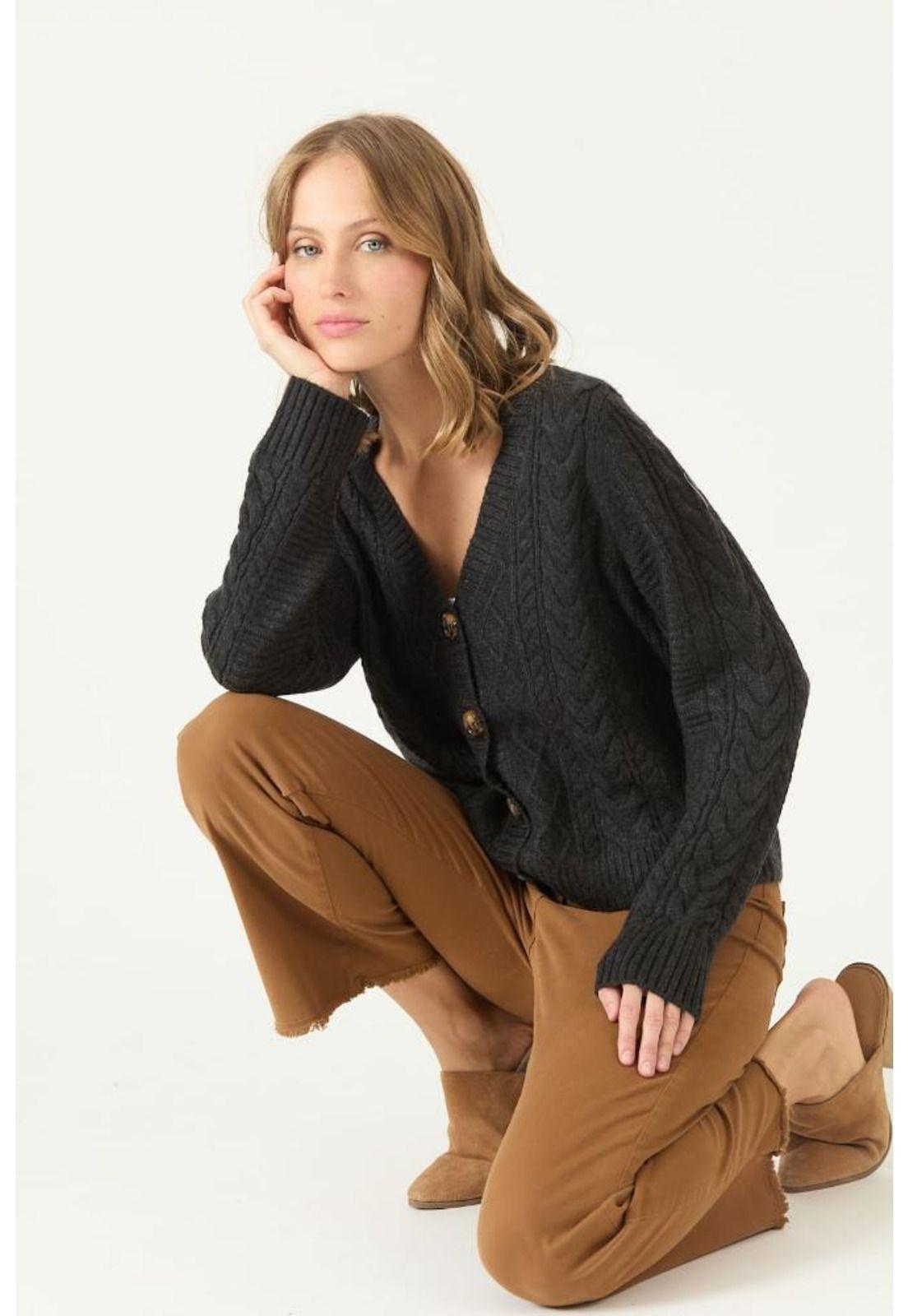 Cardigan gris oscuro trenzado PRIVILEGE 2217-0