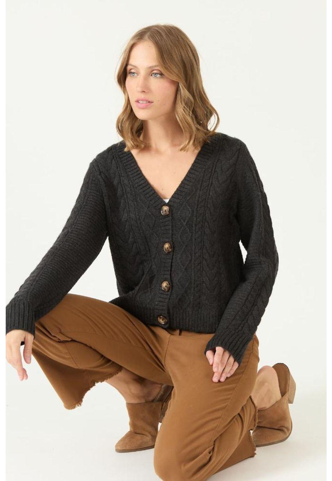 Cardigan gris oscuro trenzado PRIVILEGE 2217-1