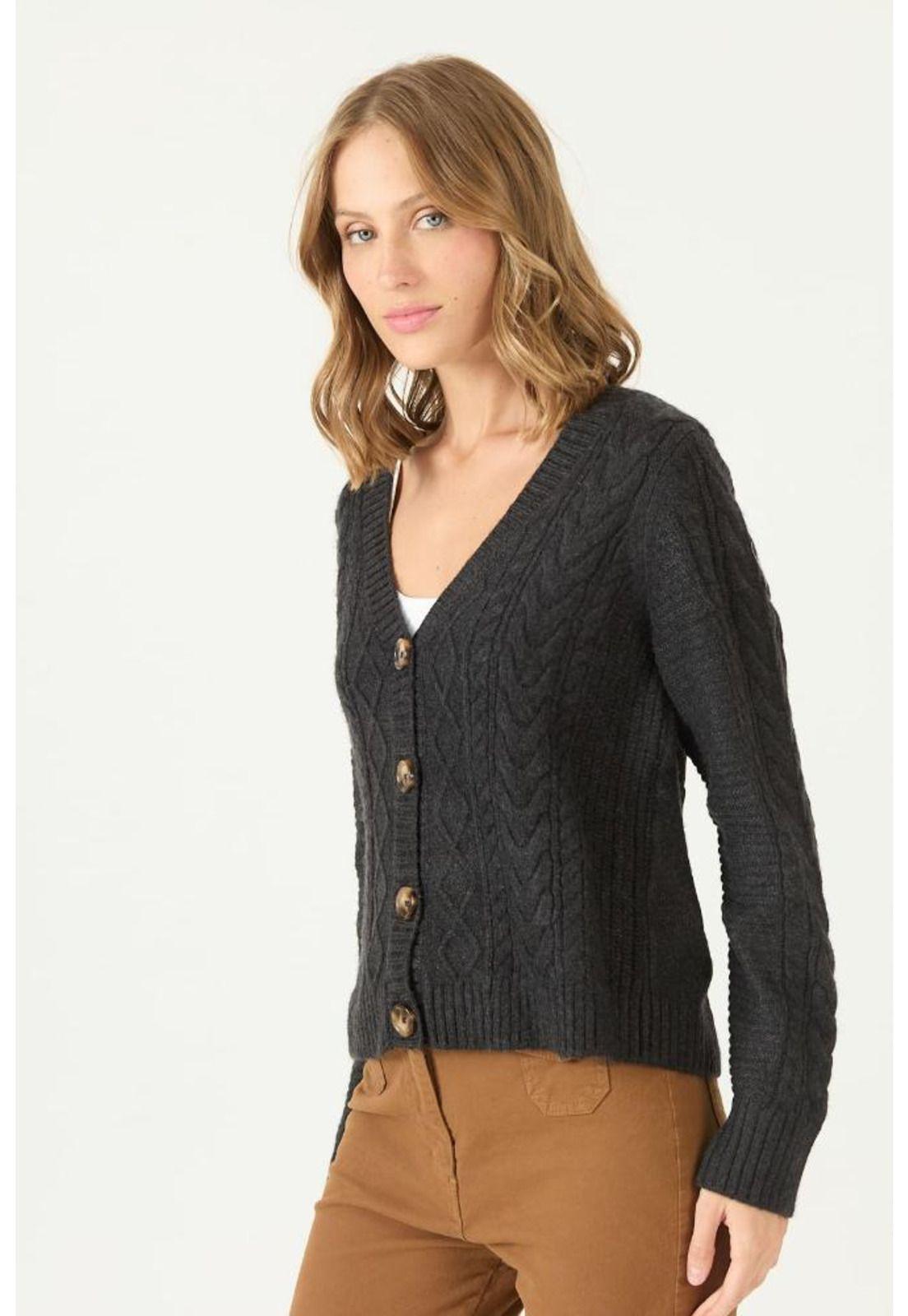 Cardigan gris oscuro trenzado PRIVILEGE 2217-3