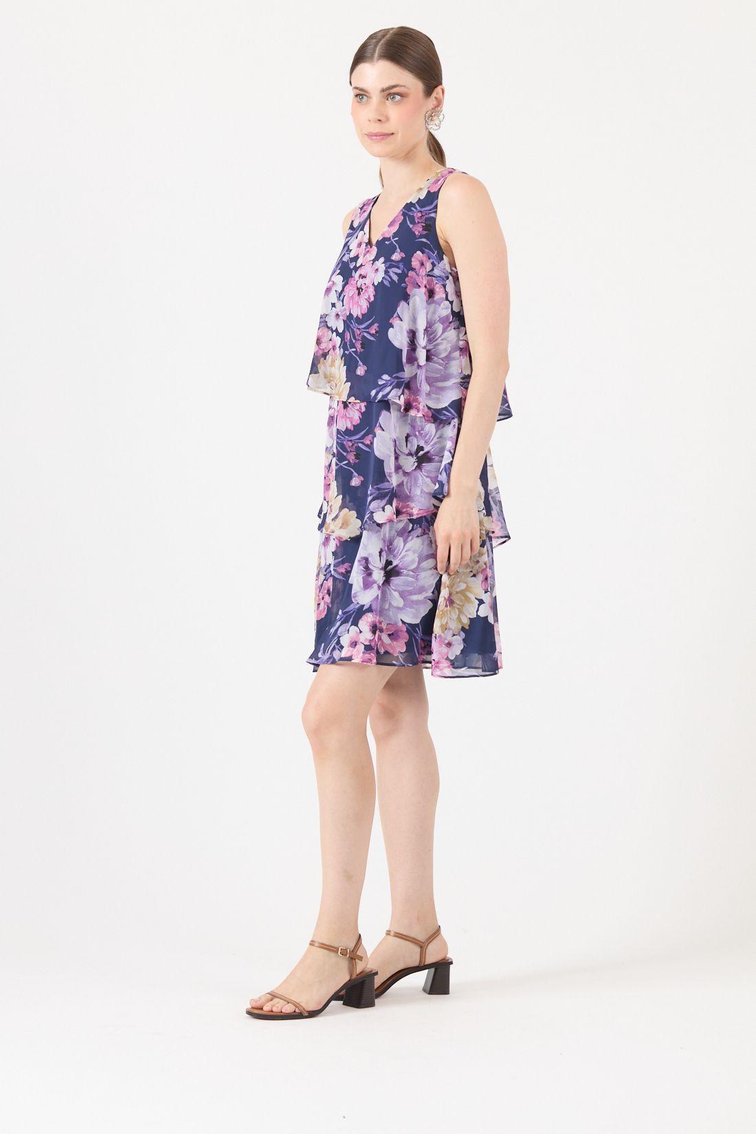 Vestido Estamplado Azul Cod 0702396-2