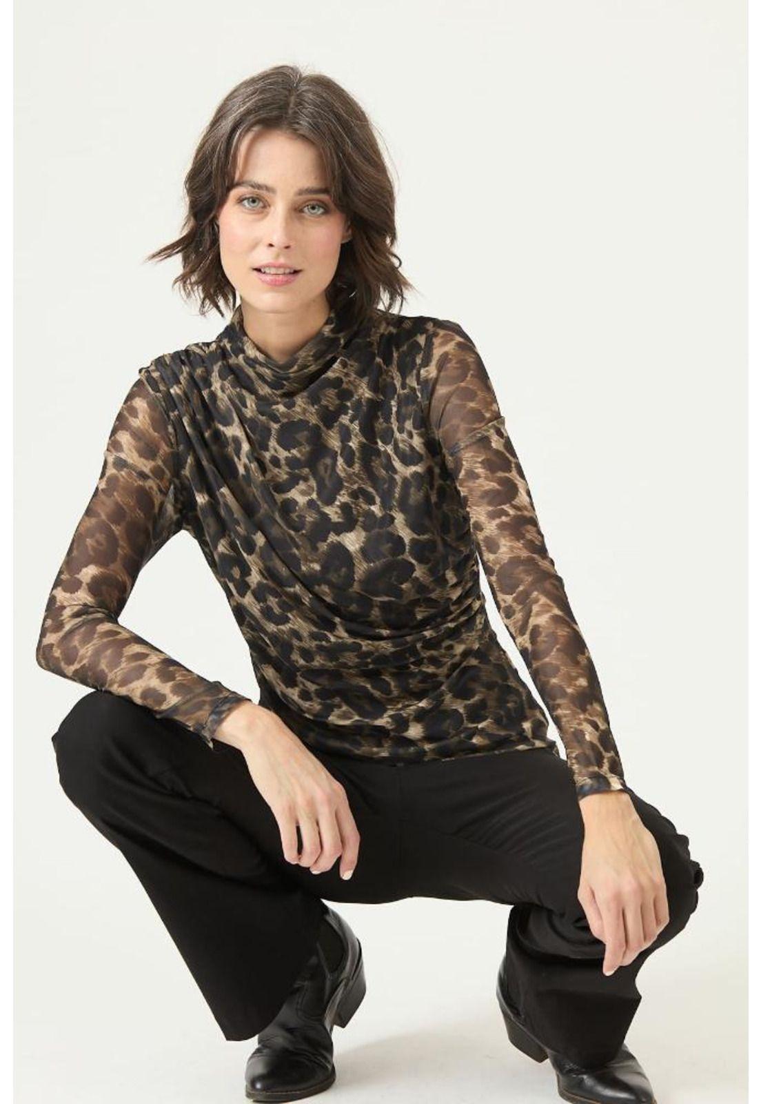 Blusa cafe estampada PRIVILEGE 2745-0