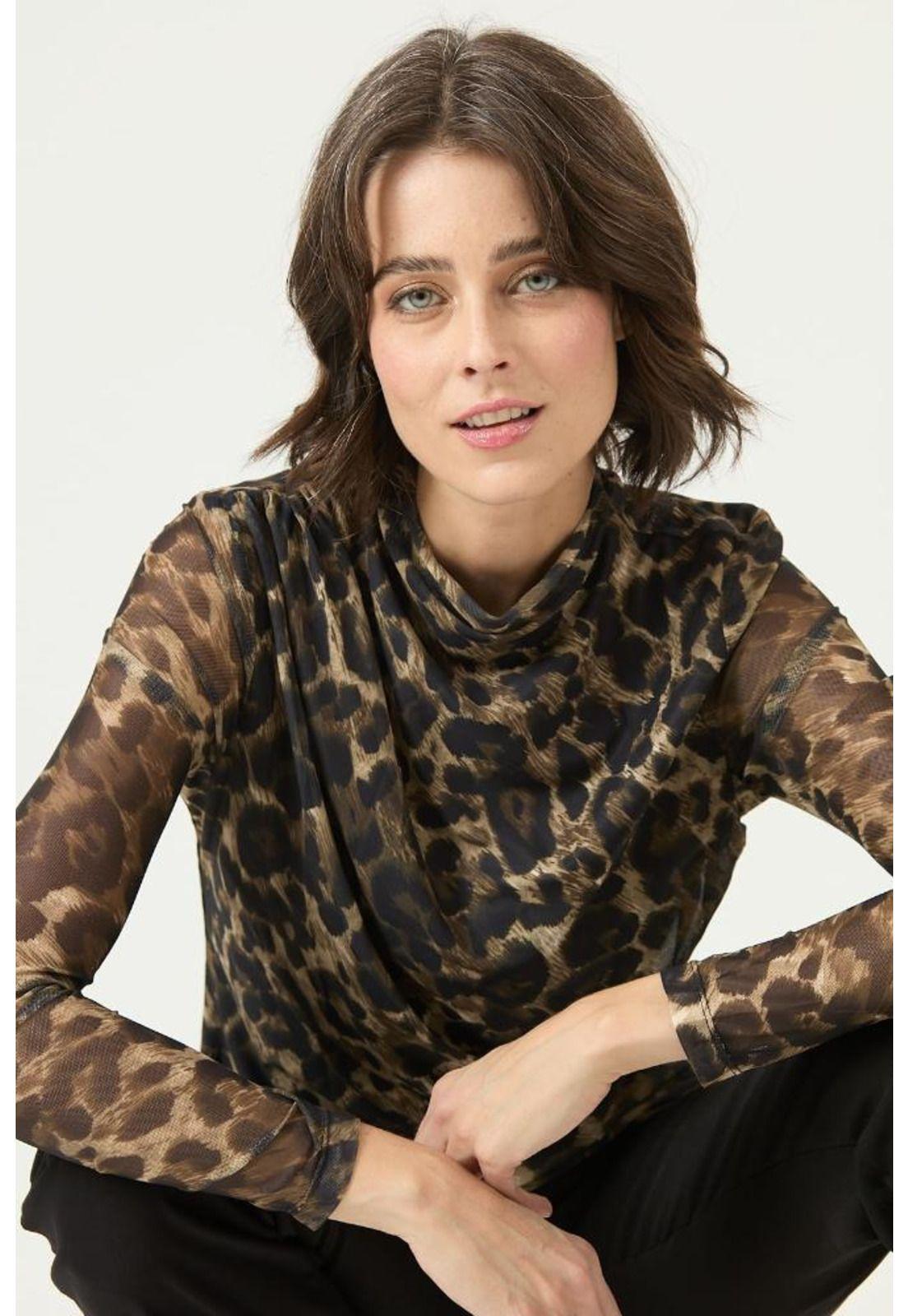 Blusa cafe estampada PRIVILEGE 2745-1