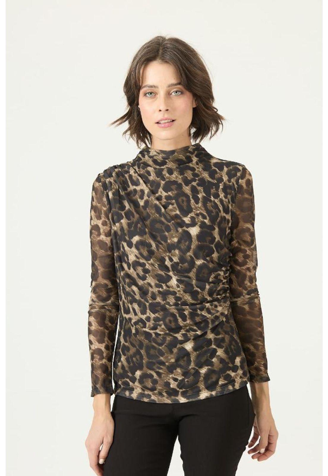 Blusa cafe estampada PRIVILEGE 2745-2