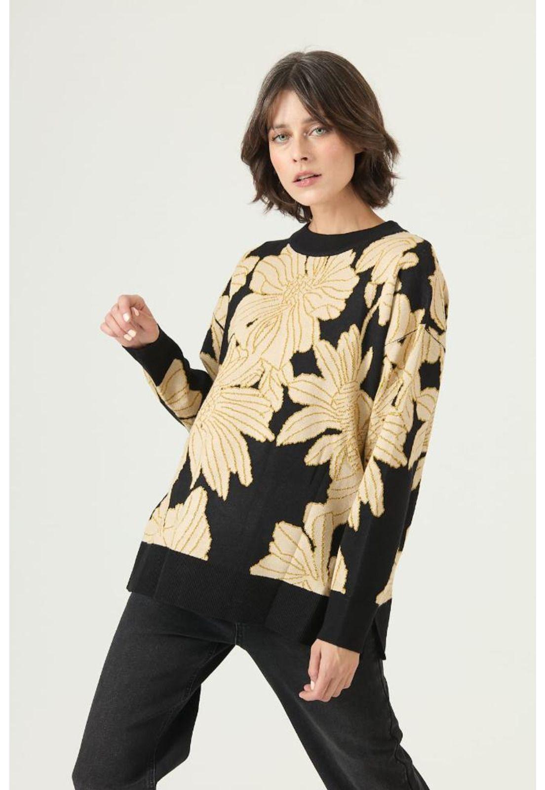 Sweater negro flores PRIVILEGE 2661-1