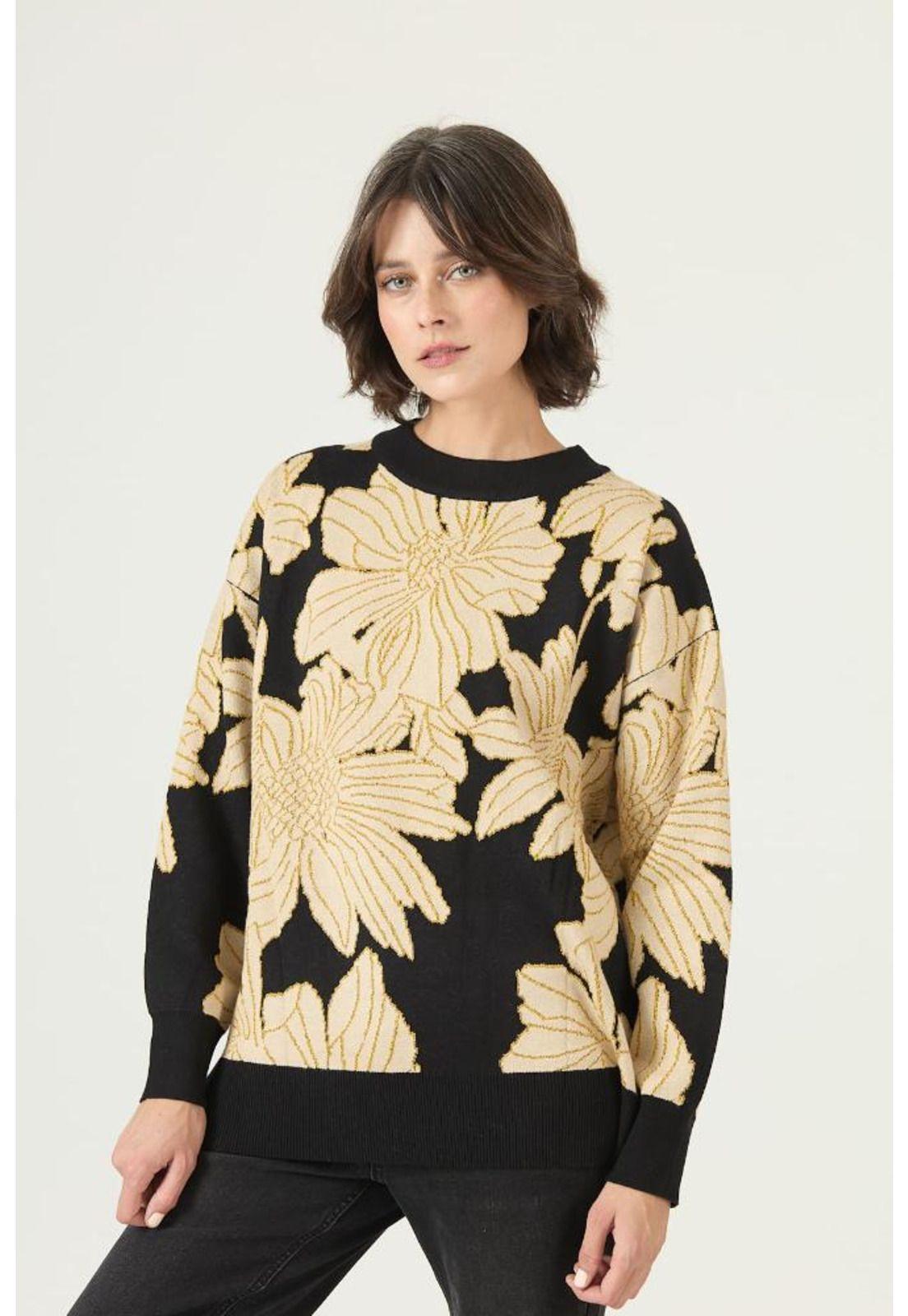 Sweater negro flores PRIVILEGE 2661-2