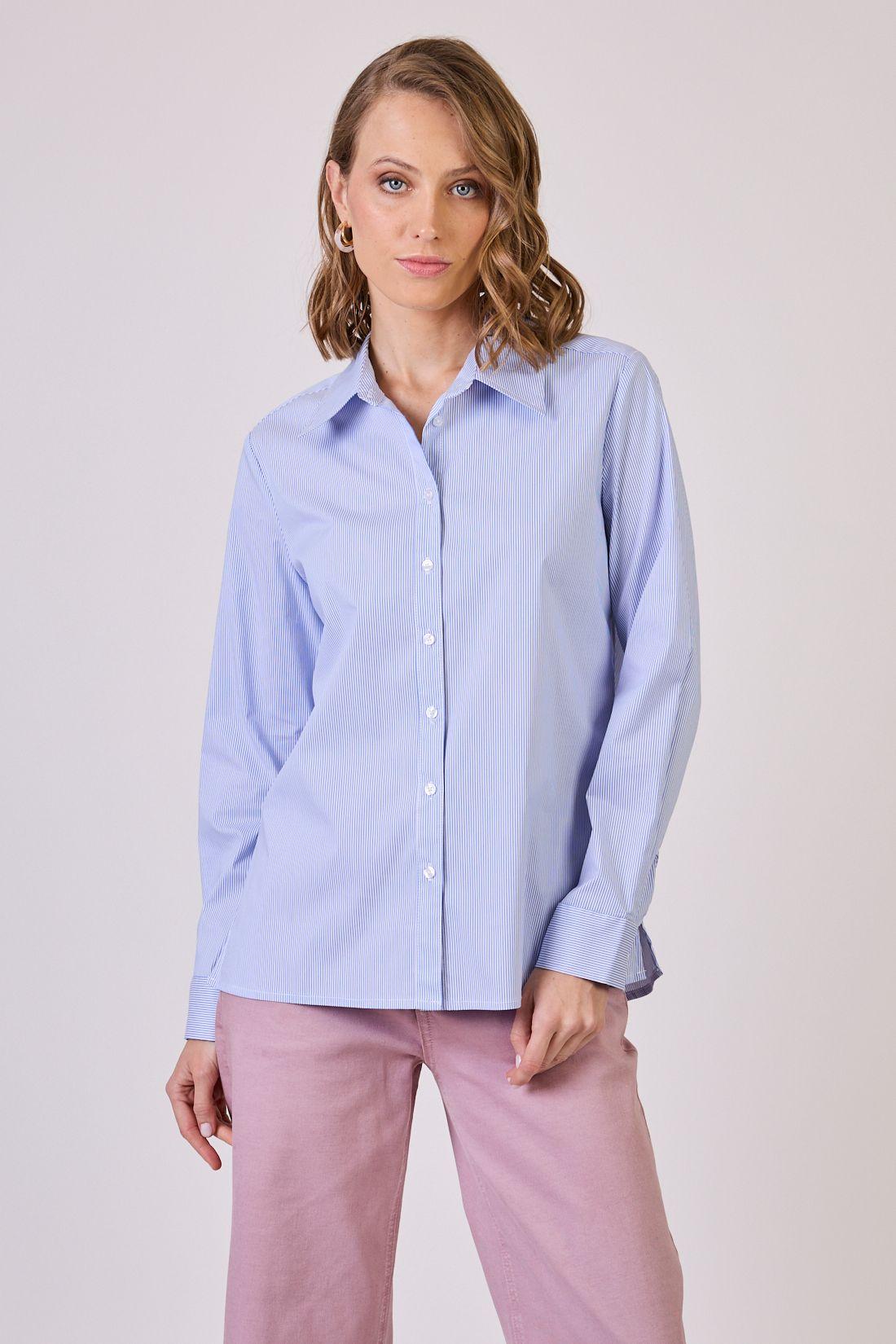 Blusa Con Rayas Celeste Cod 4520816-1