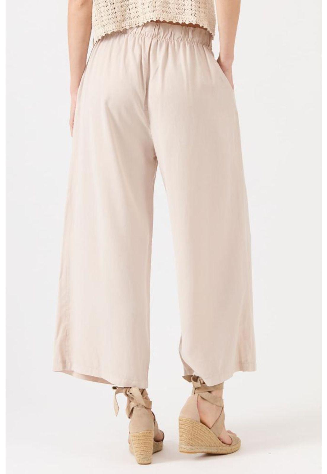 Pantalon de tencel wide leg beige PRIVILEGE 1108-3
