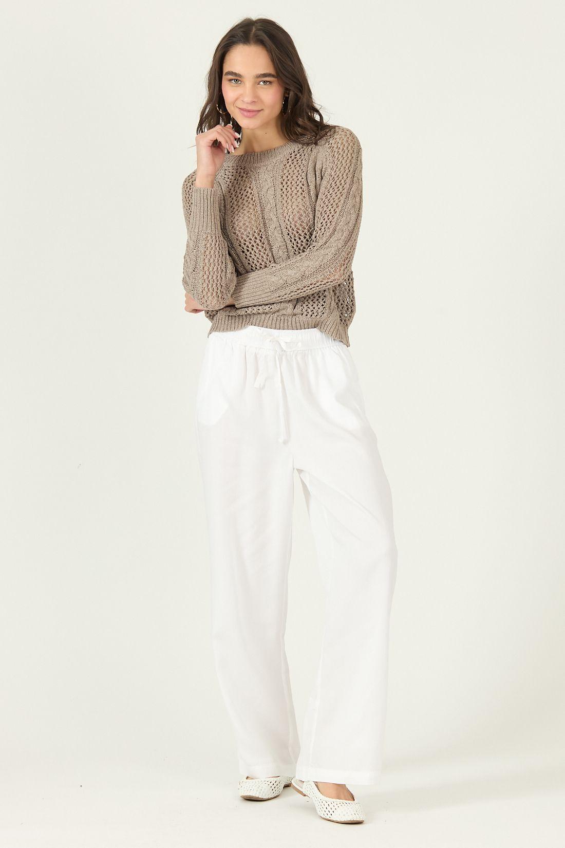 Pantalon De Lyocell Straight Blanco Cod 2012555-0