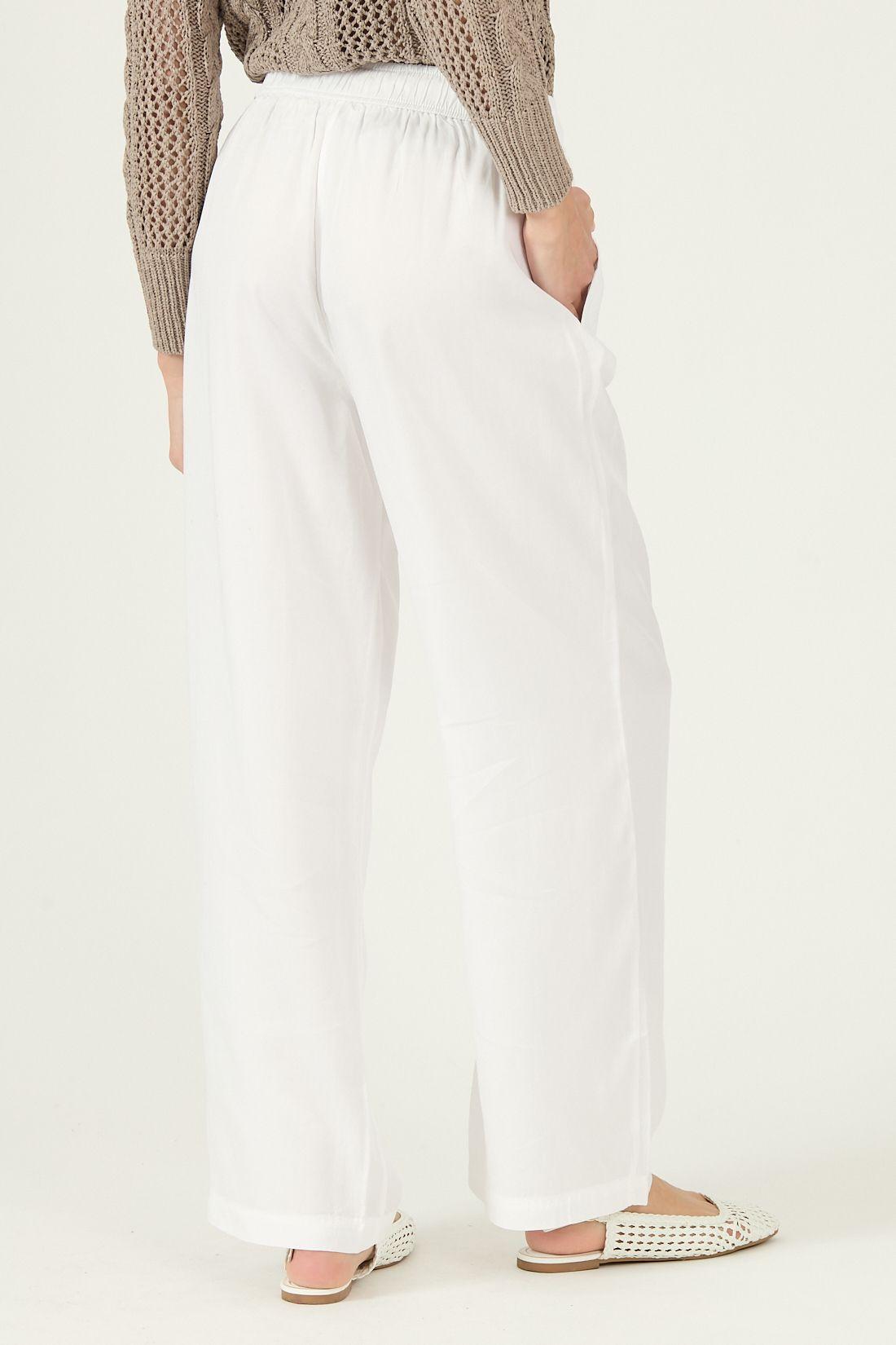 Pantalon De Lyocell Straight Blanco Cod 2012555-2