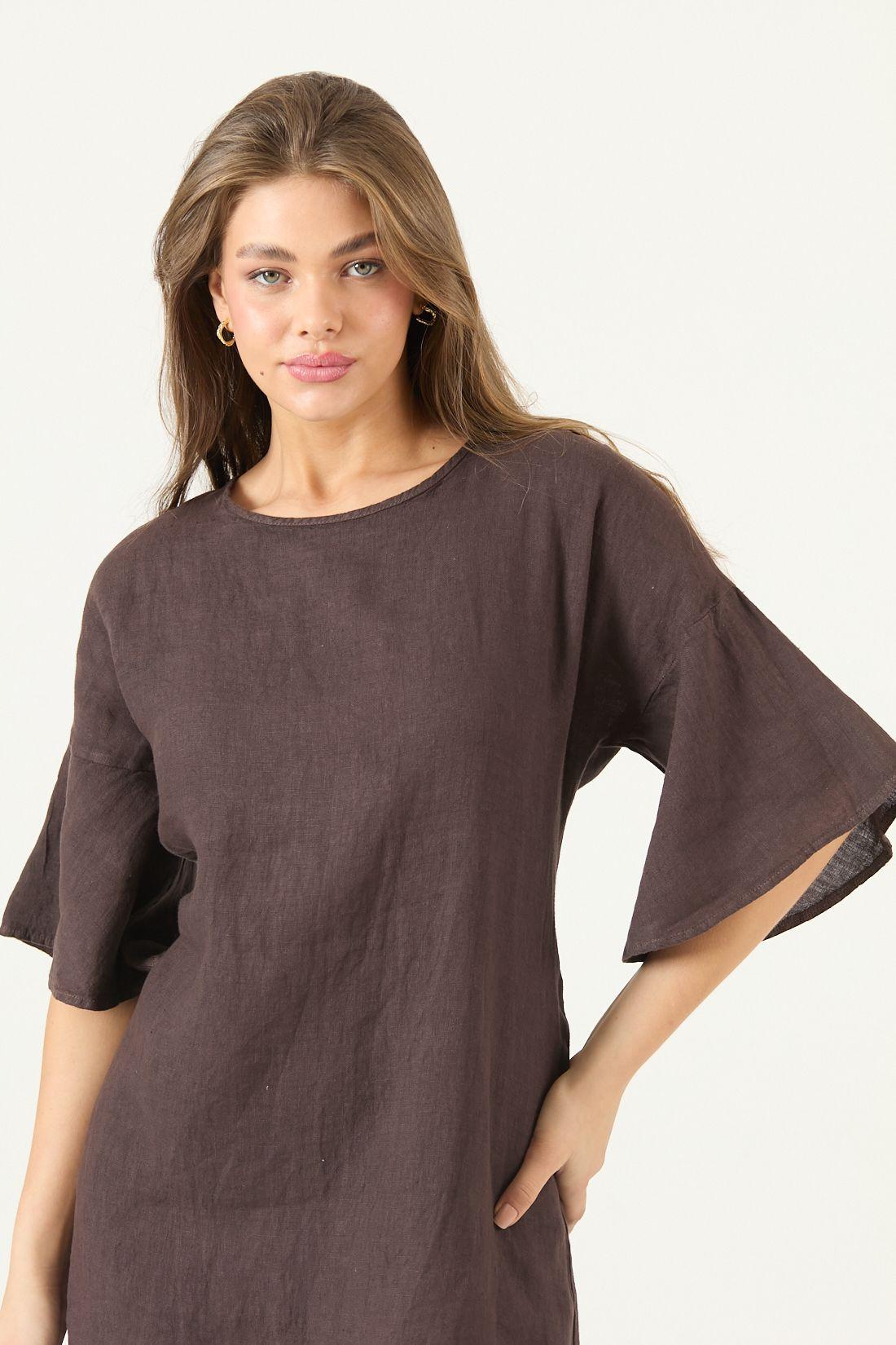 Vestido De Lino Cafe Moro Cod 4005625-3