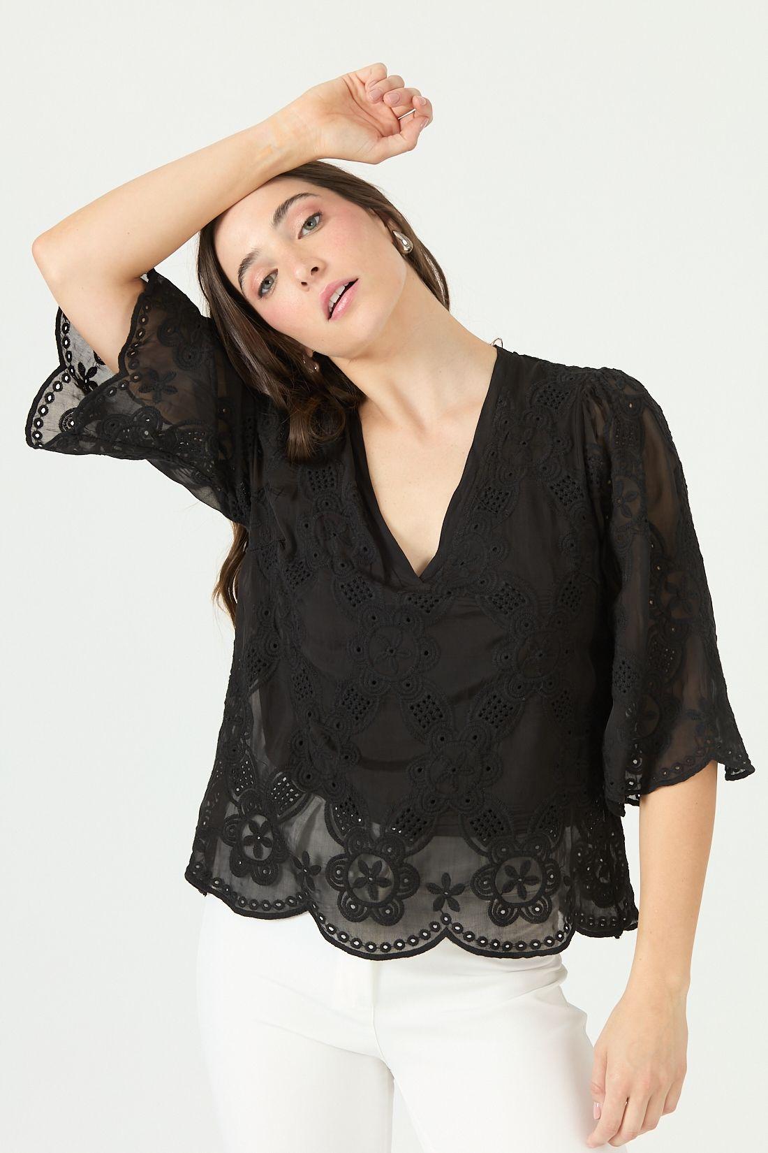 Blusa con seda negra 2382-2