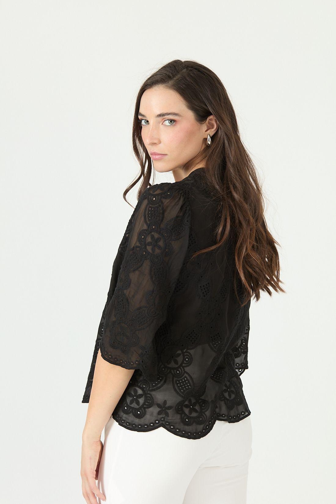 Blusa con seda negra 2382-4