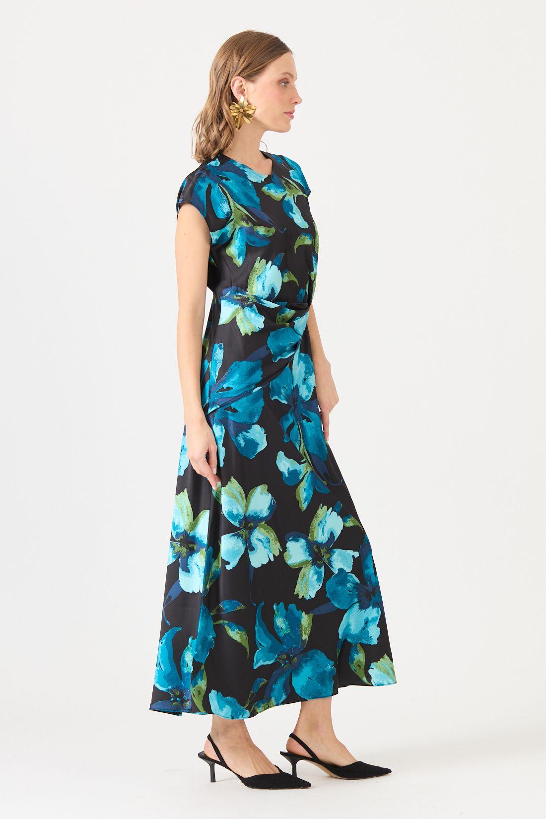 Vestido Estamplado Turquesa Cod 0702336-2