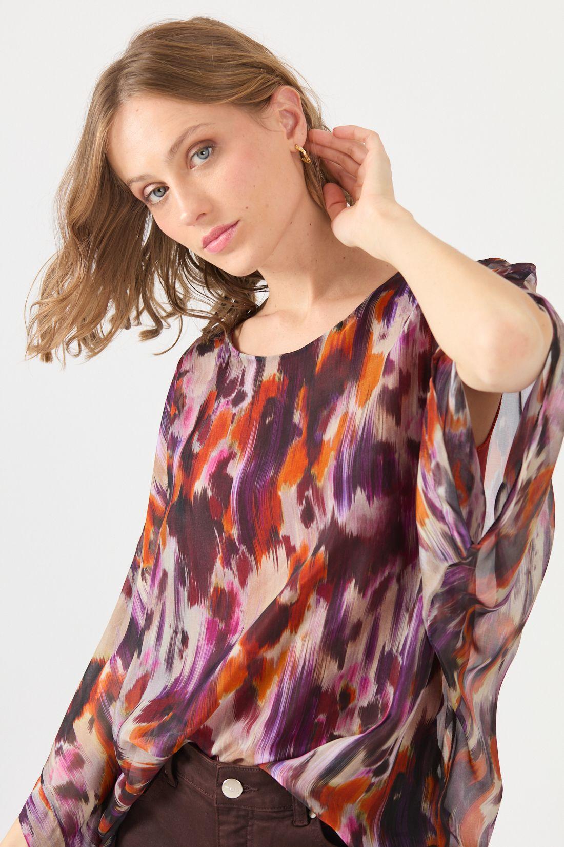 Blusa Con Seda Estamplado Lila Cod 4521476-0
