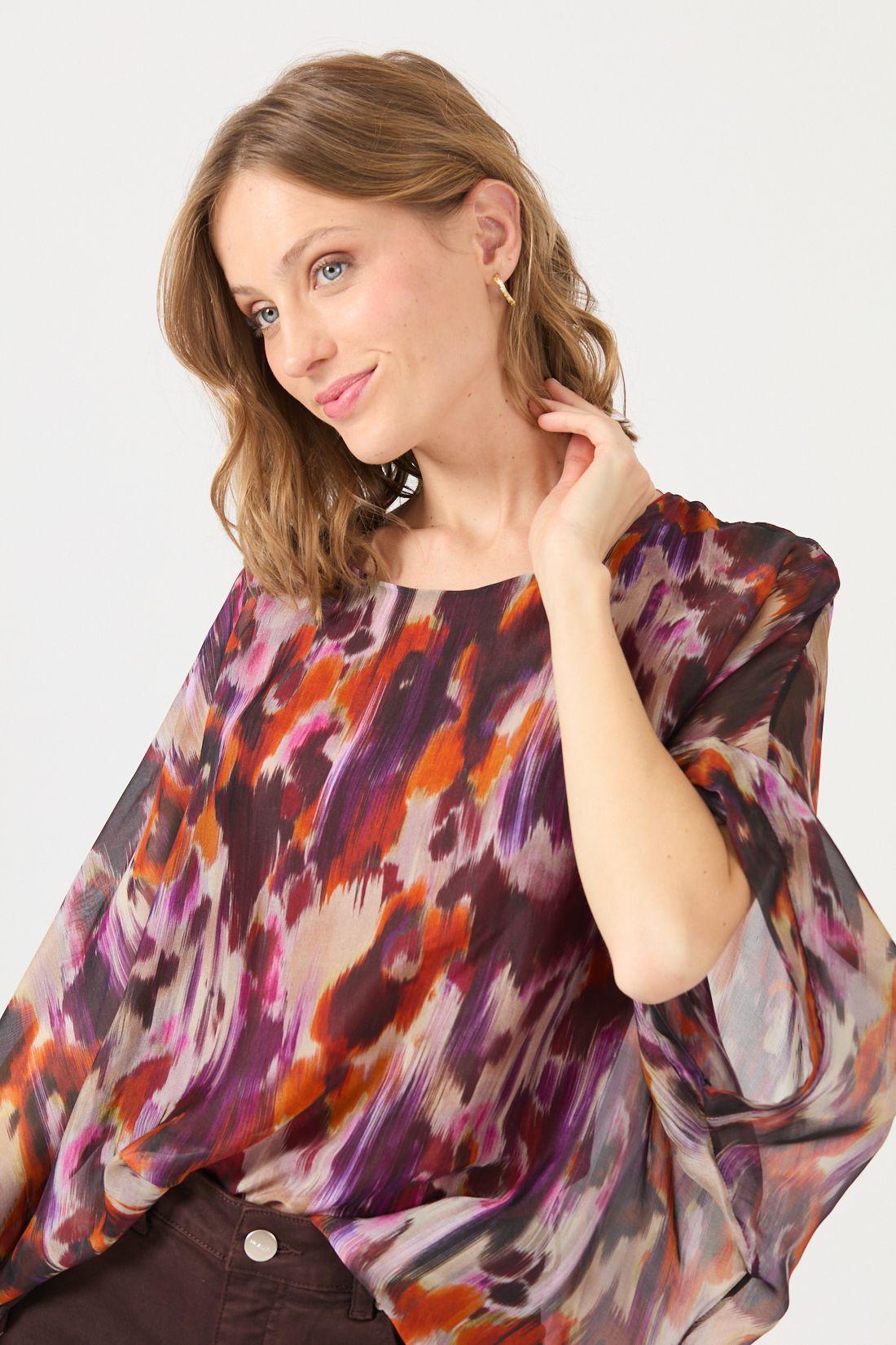 Blusa Con Seda Estamplado Lila Cod 4521476-1