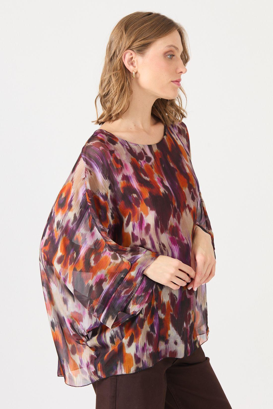 Blusa Con Seda Estamplado Lila Cod 4521476-3