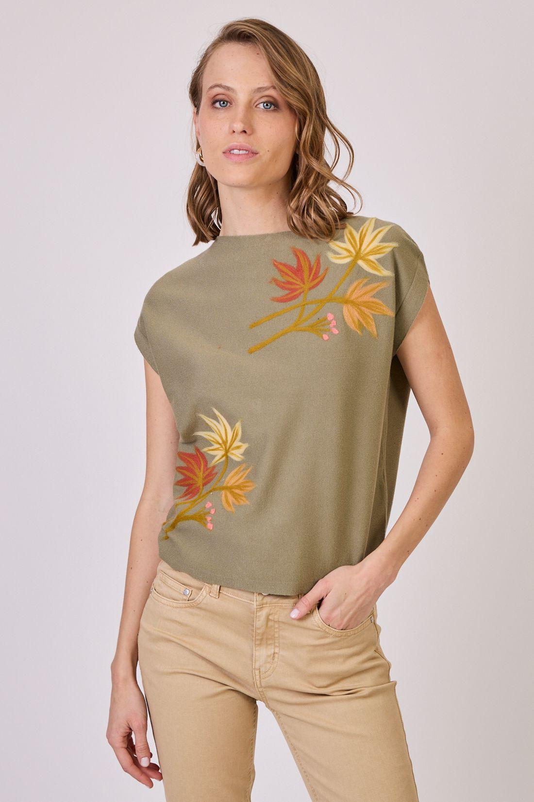 Sweater Con Bordados Verde Cod 5414216-1