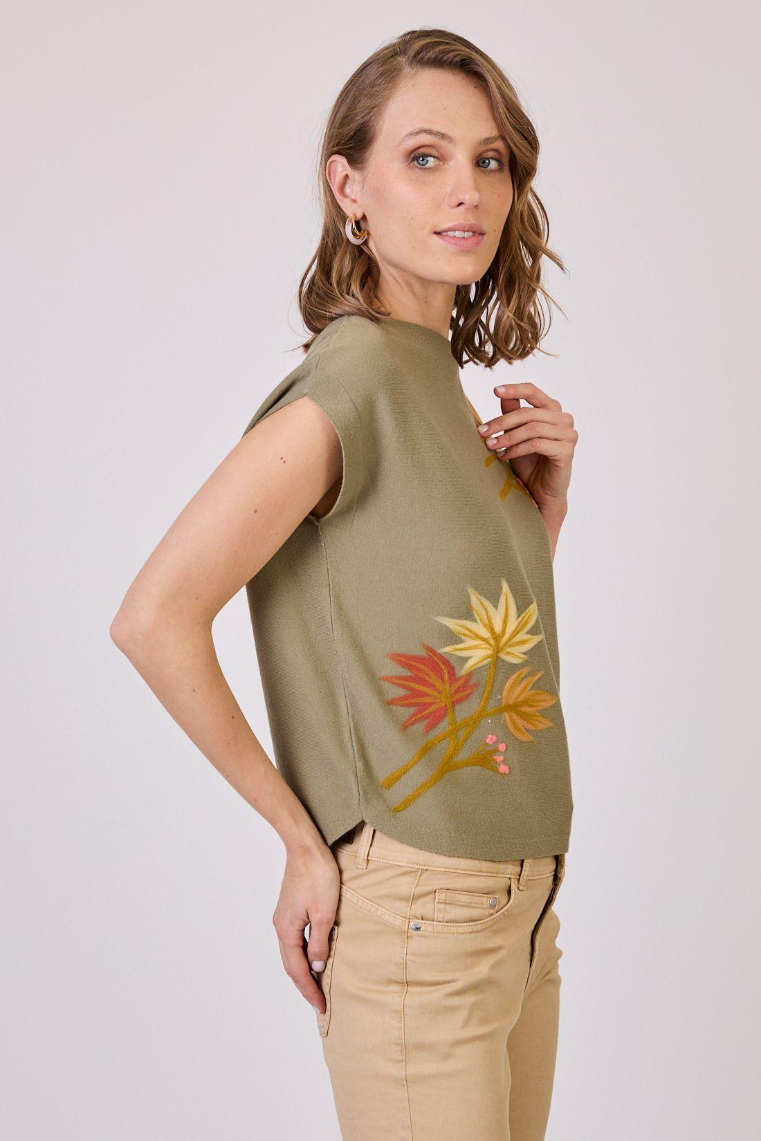 Sweater Con Bordados Verde Cod 5414216-2