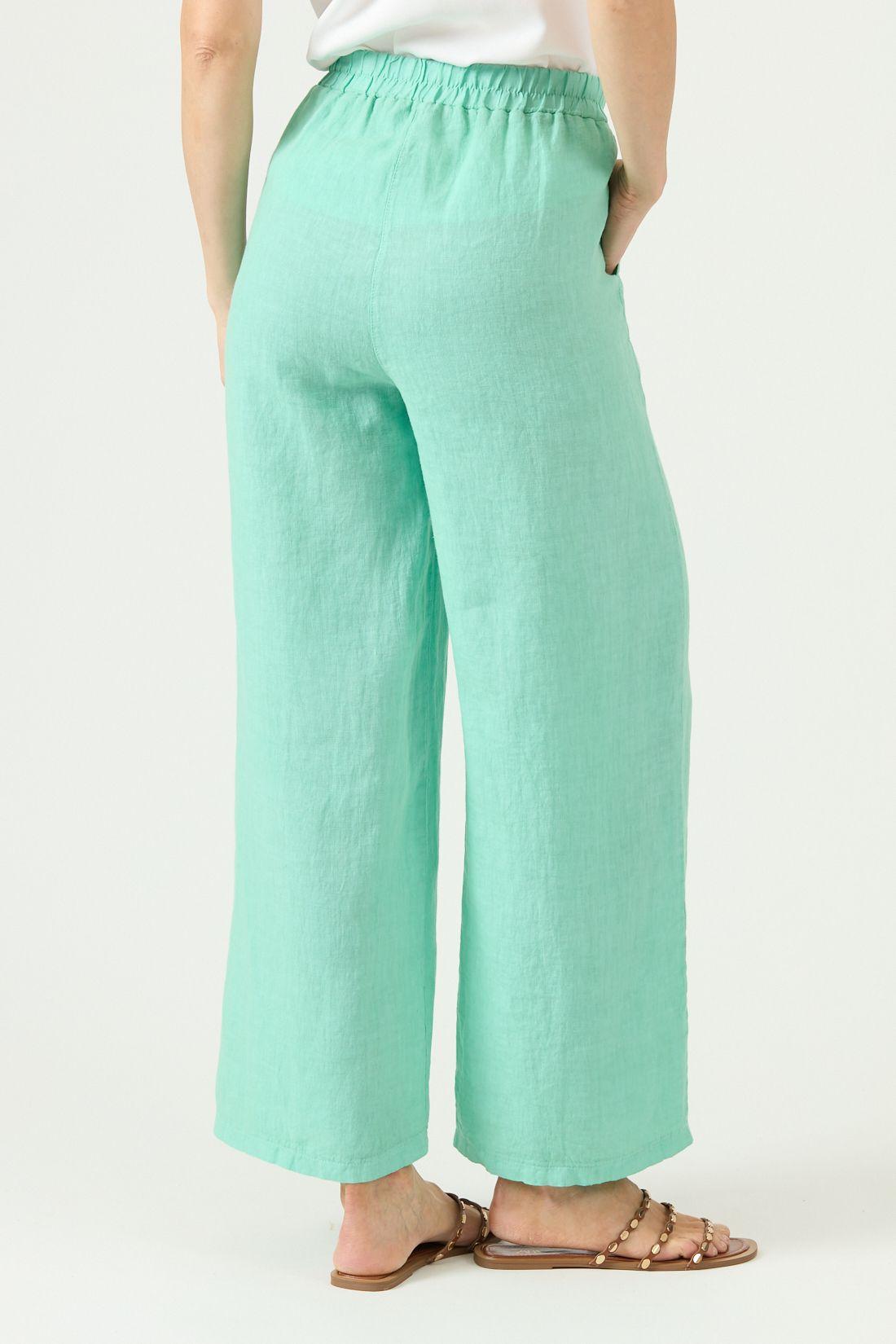 Pantalon De Lino Straight Verde Cod 2013715-2