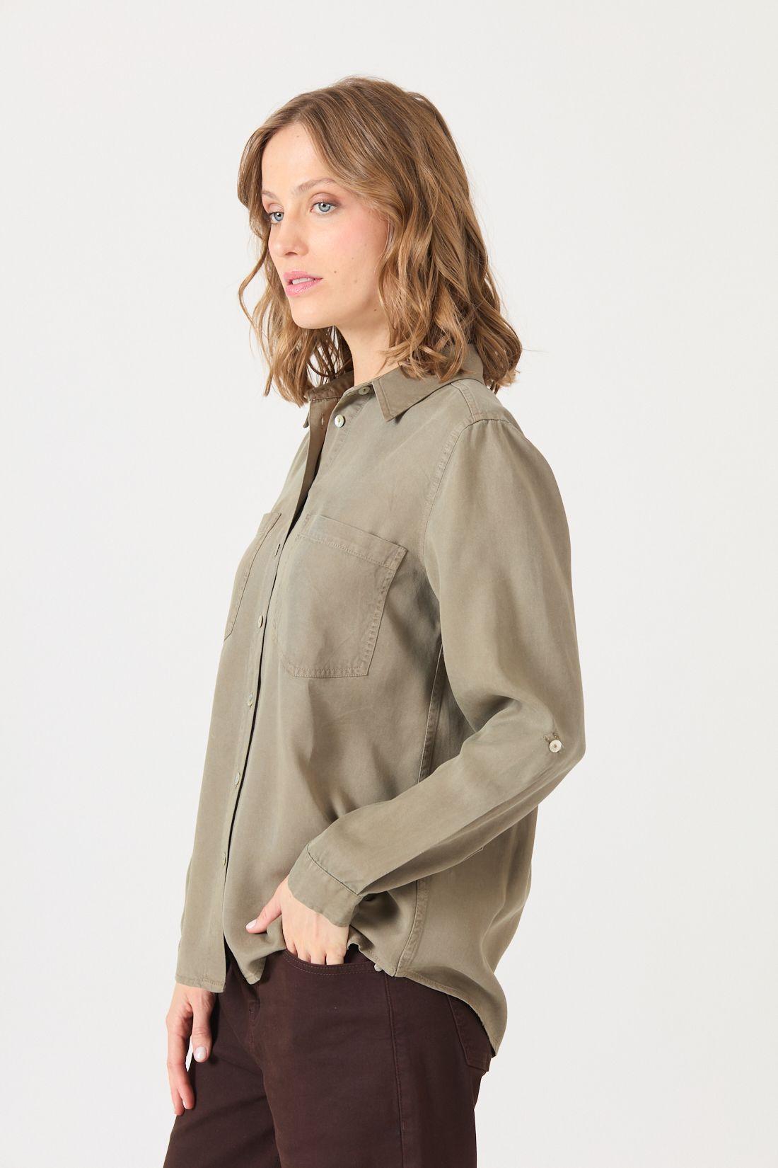 Blusa Lyocell Verde Militar Cod 4520826-3