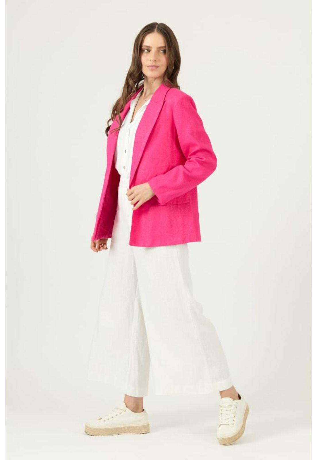 Blazer con lino fucsia PRIVILEGE-0