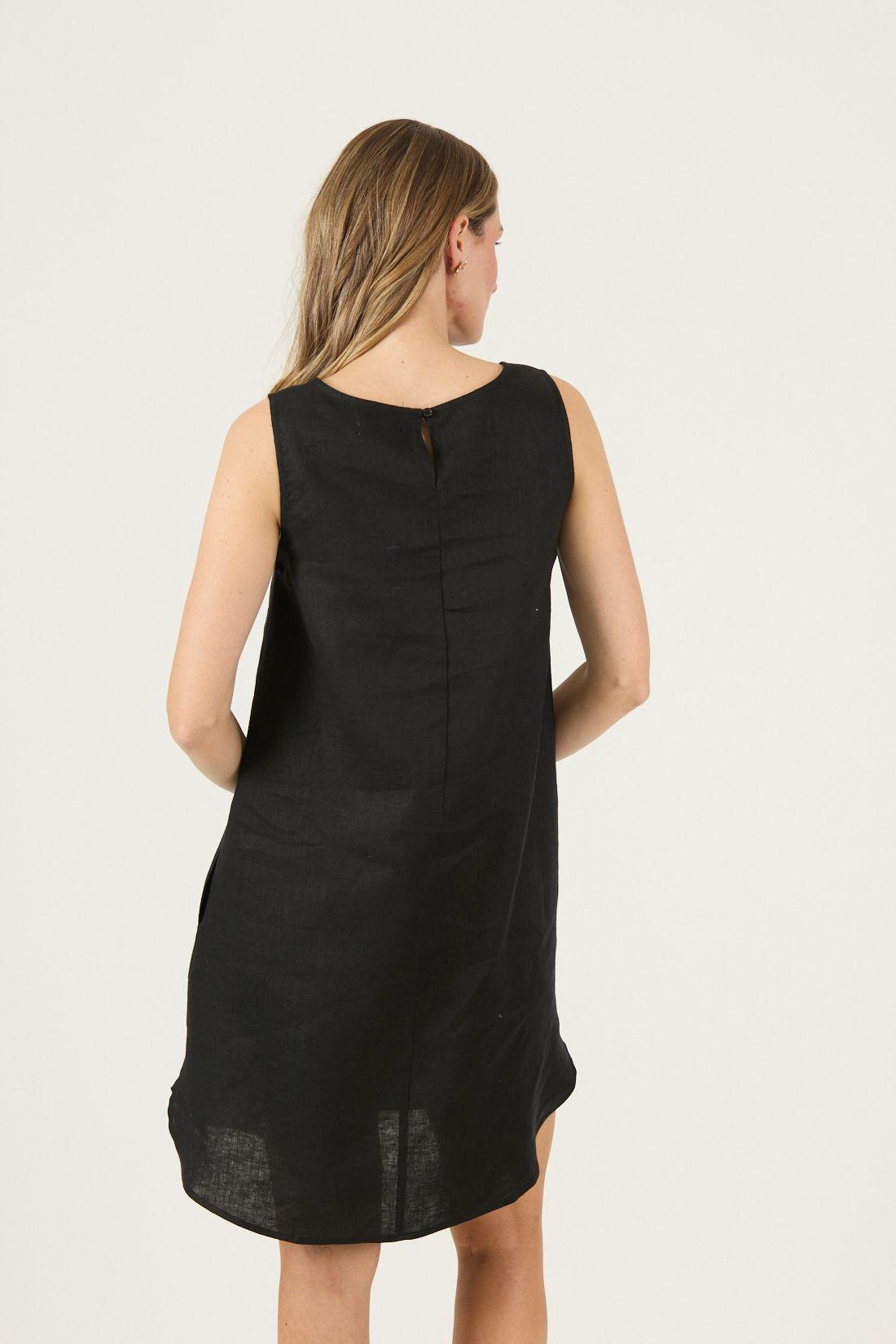 Vestido De Lino Negro Cod 4005295-4