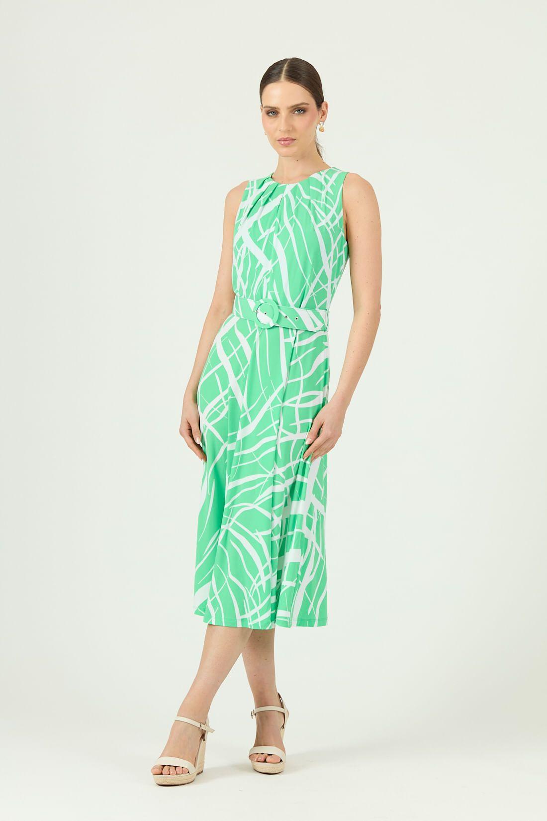 Vestido verde estampado 1376-0