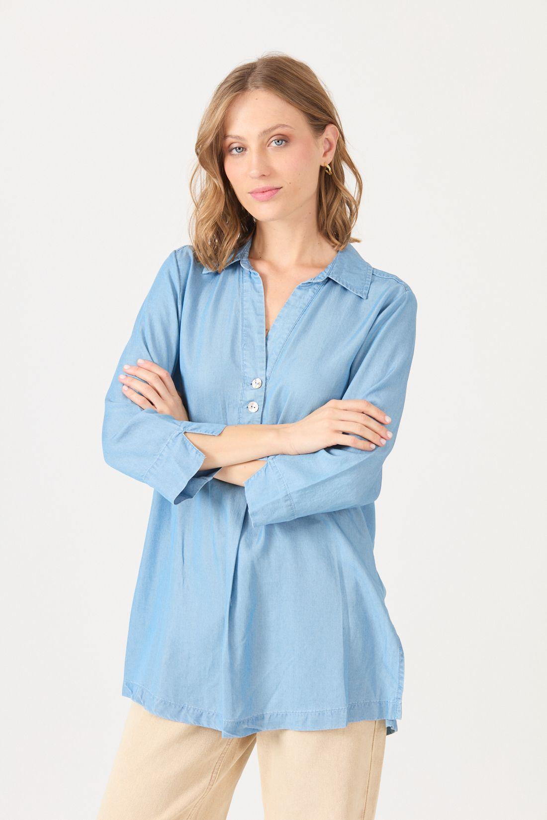 Blusa Lyocell Celeste Cod 4520566-2