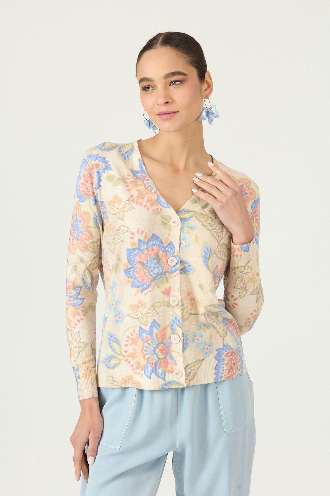 Cardigan Multicolor Estampado Cod 5405815-1