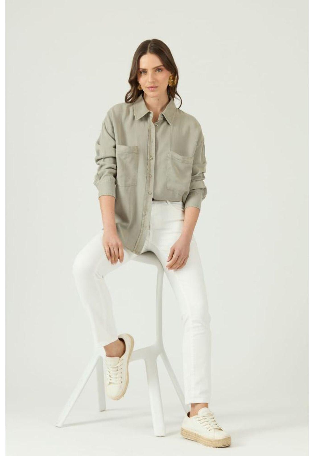 Blusa de tencel verde PRIVILEGE 1457-1