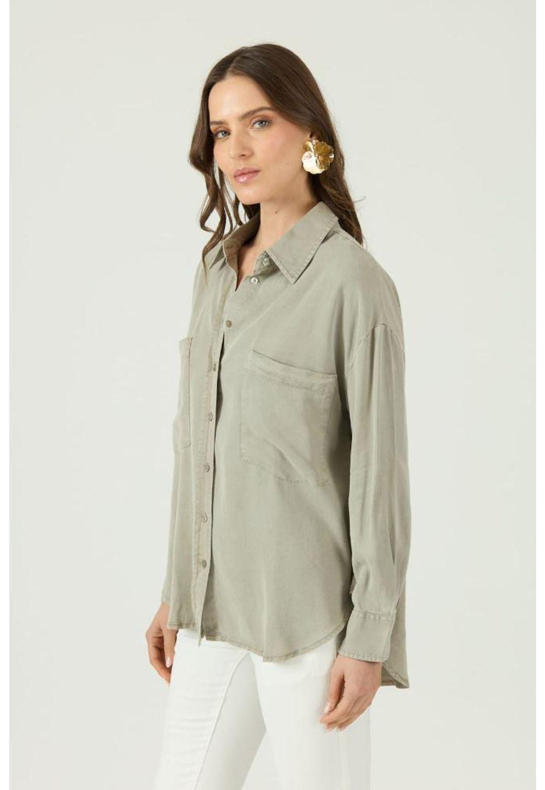 Blusa de tencel verde PRIVILEGE 1457-2