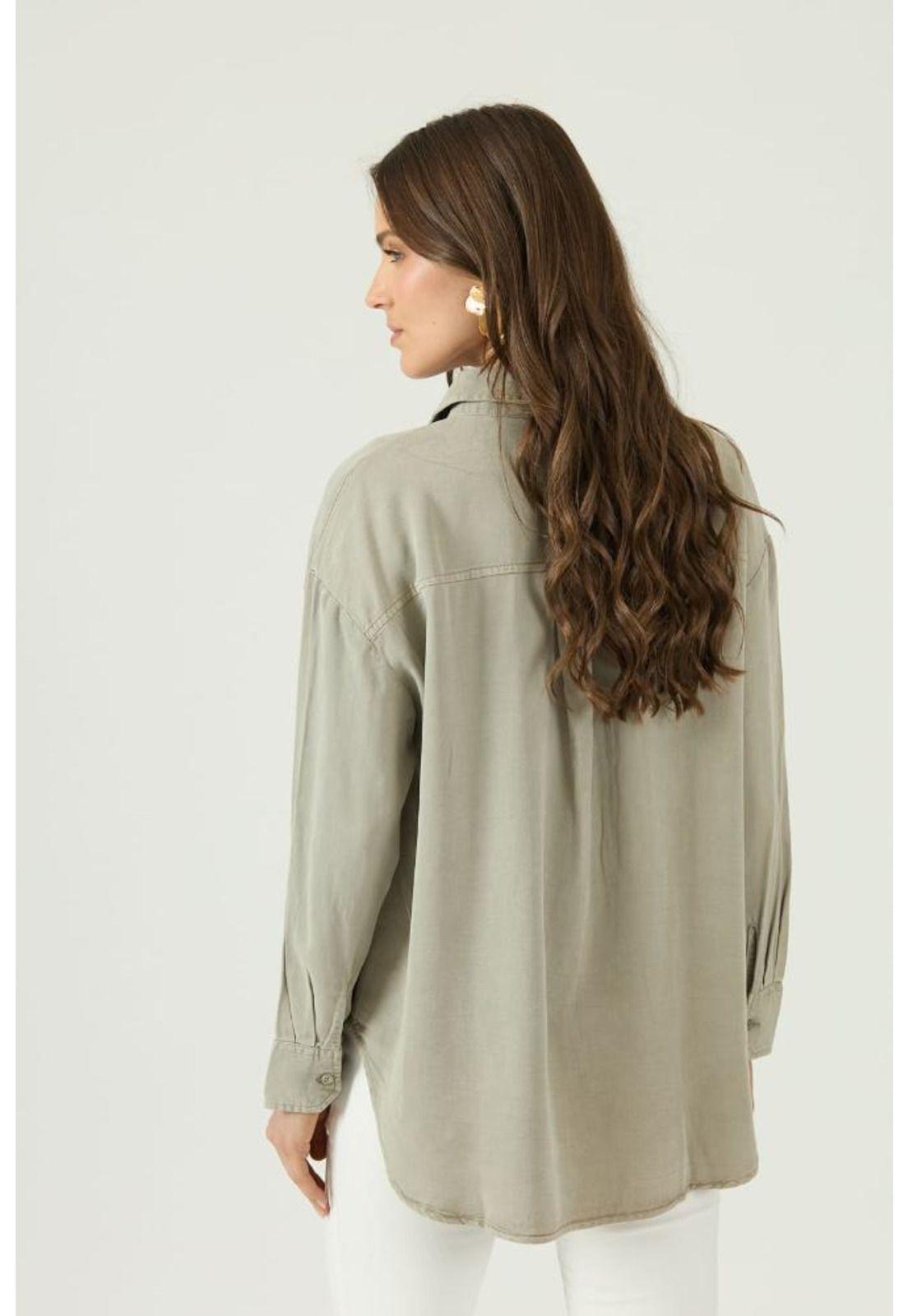 Blusa de tencel verde PRIVILEGE 1457-3