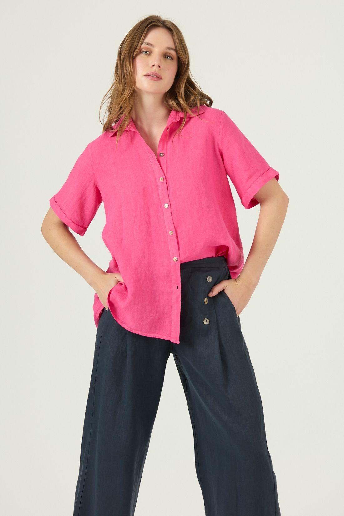 Blusa de lino fucsia 1661-1