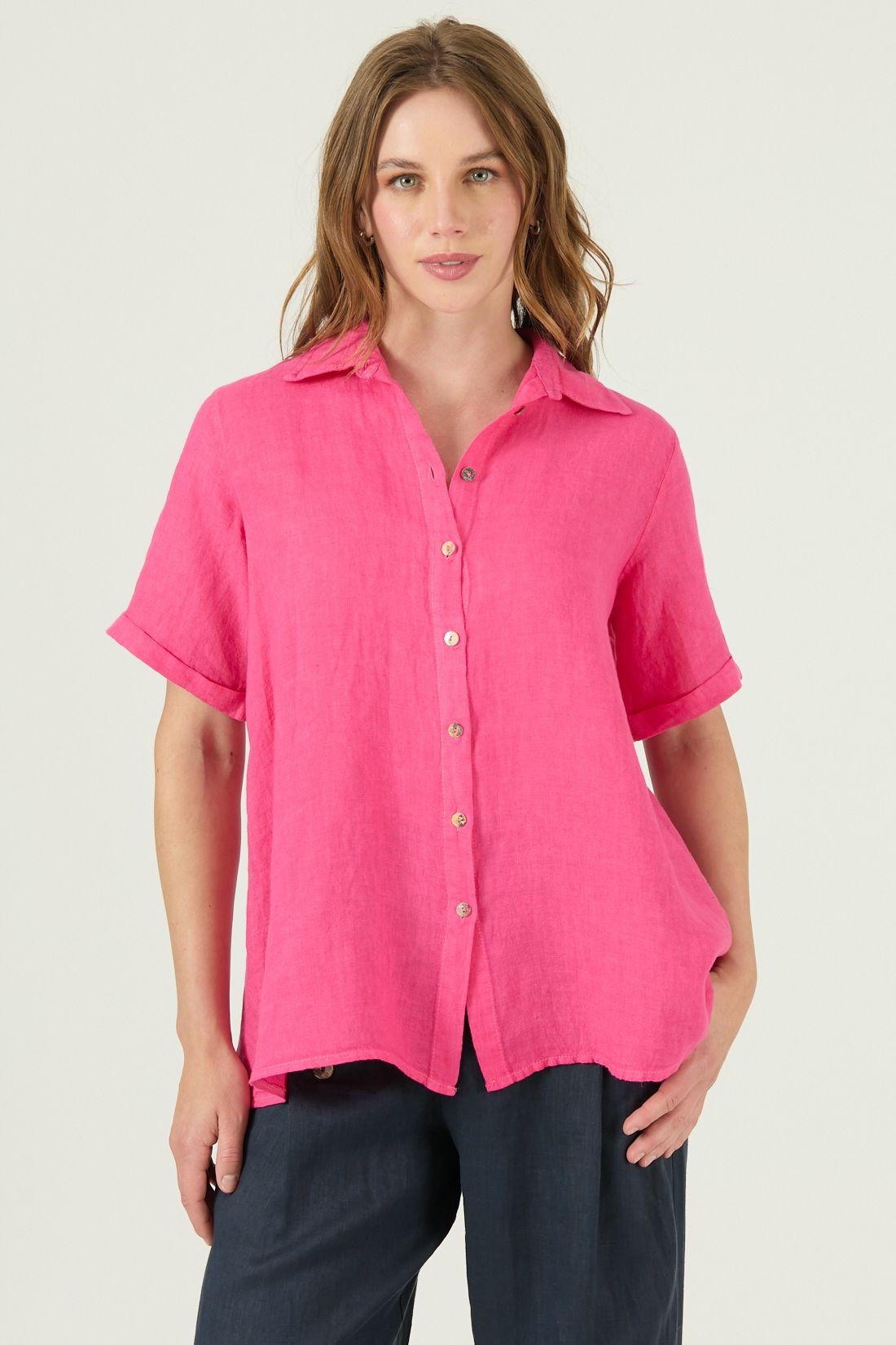Blusa de lino fucsia 1661-2