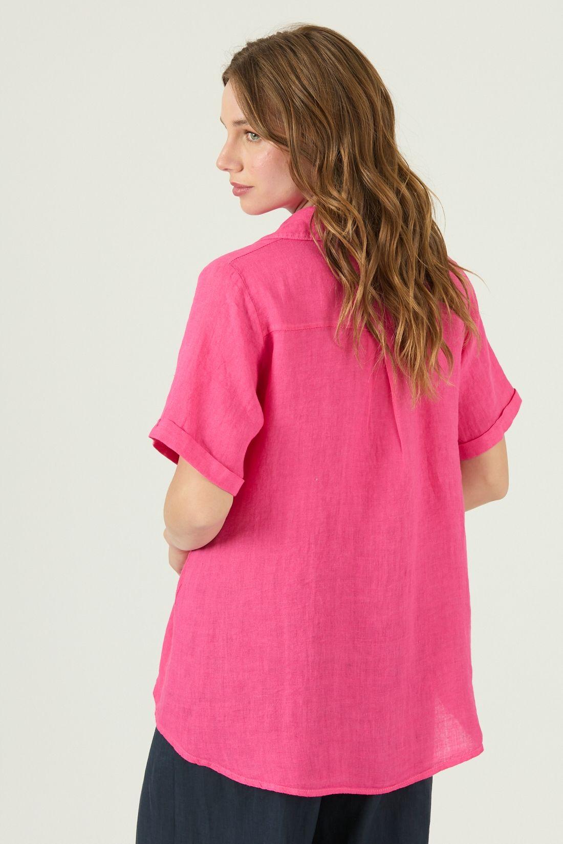 Blusa de lino fucsia 1661-4