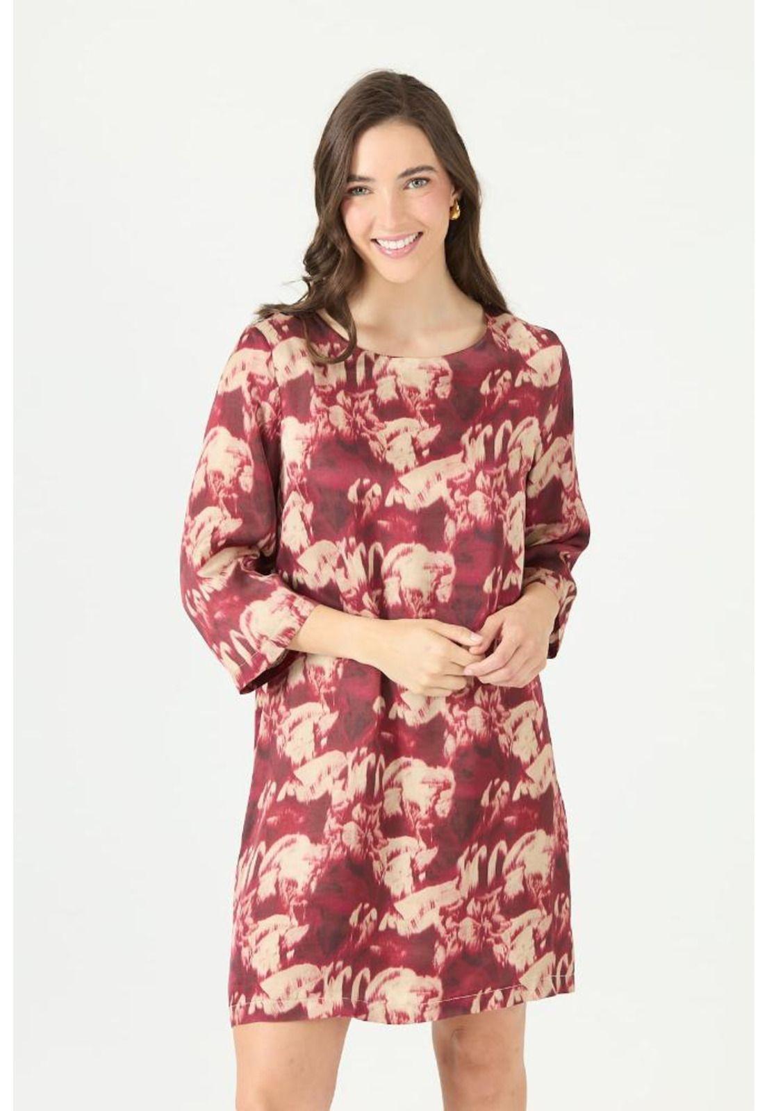Vestido burdeo estampado PRIVILEGE 2342-2